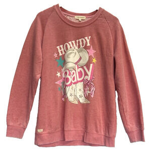 Simply Southern‎ Womens Western Howdy Sweatshirt Size M Rodeo Feminine Boots Hat